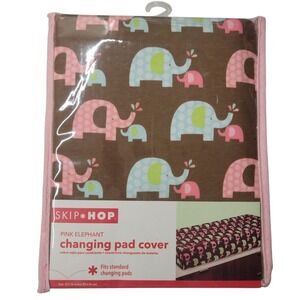 Skip Hop Pink Elephant Changing Pad Cover Brown Cotton Jersey NEW